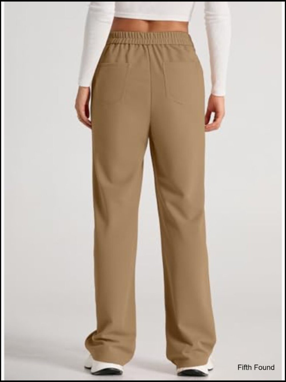 High Waist Straight Leg Work Pants with Pockets Office Trousers - Picture 5 of 7